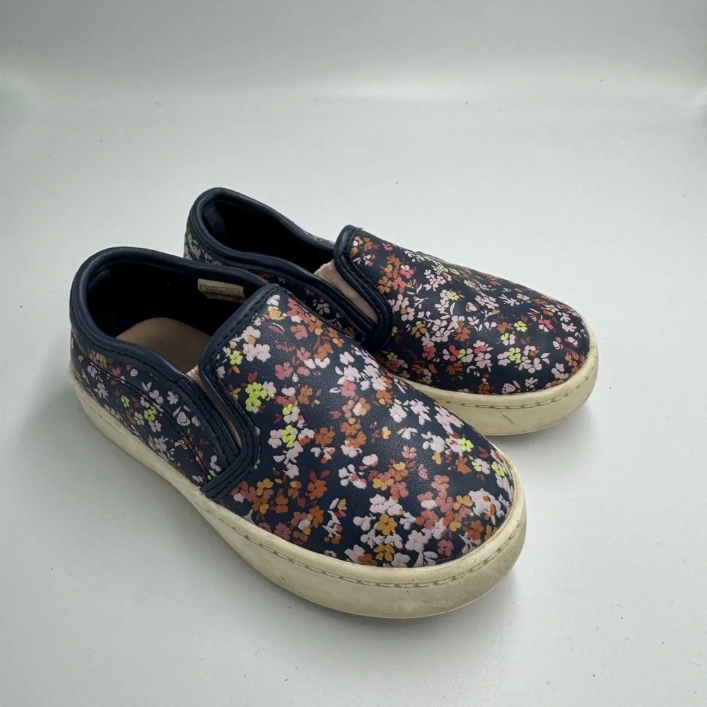 Carter's Toddler Girls 10M Navy Floral Slip-On Sneakers Shoes